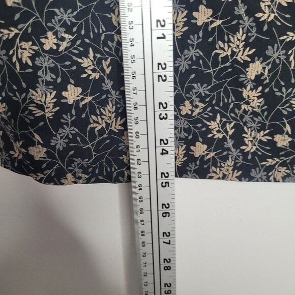 Vintage black tan boxy grunge floral print sleeveless top side slits size large - Picture 5 of 6